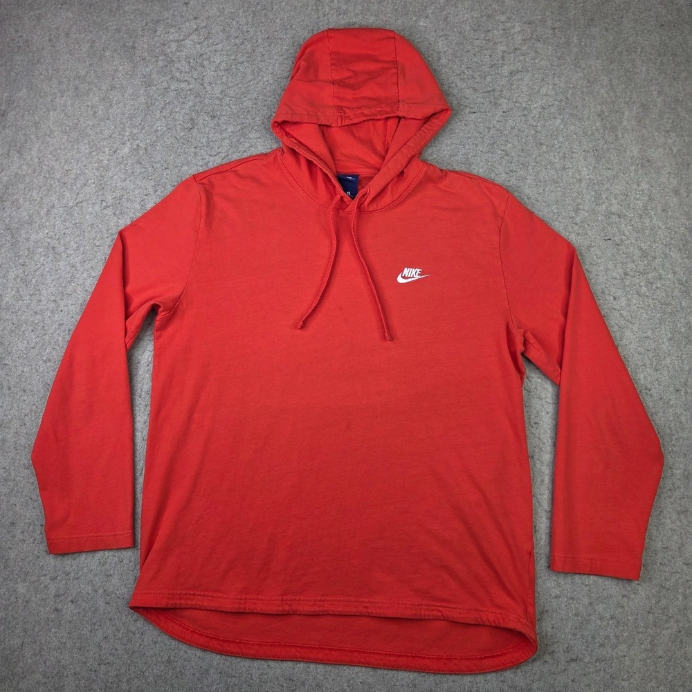 Nike Hoodie Pullover Mens XL Orange Lightweight Performance Drawstring Sweater